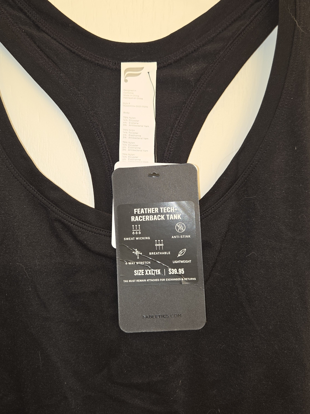 Fabletics Black Racerback Tank Top - Picture 2 of 3